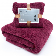Комплект полотенец однотонный Solafa (микрофибра) бордовый