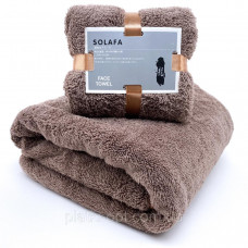 Комплект полотенец однотонный Solafa (микрофибра) коричневый