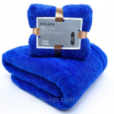 Комплект полотенец однотонный Solafa (микрофибра) синий