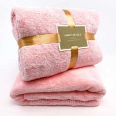 Комплект полотенец однотонный Home Textiles (микрофибра) розовый